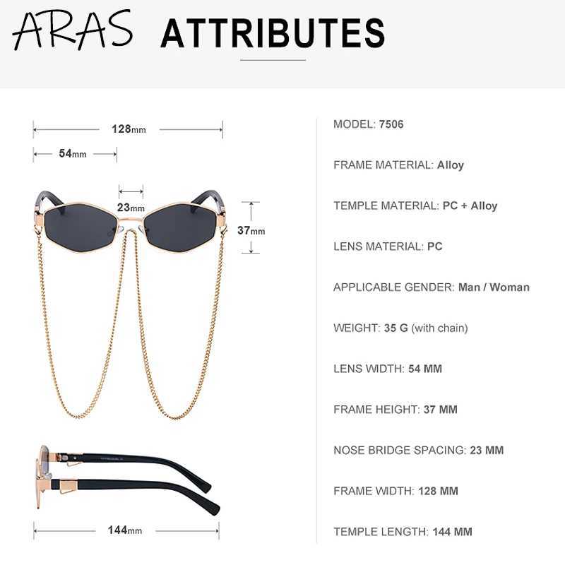 Trendy Retro Hexagon With Chain Sunglasses Women 2023 Brand Designer Unique Polygonal Sun Glasses For Female Small Frame Eyewear Y240827