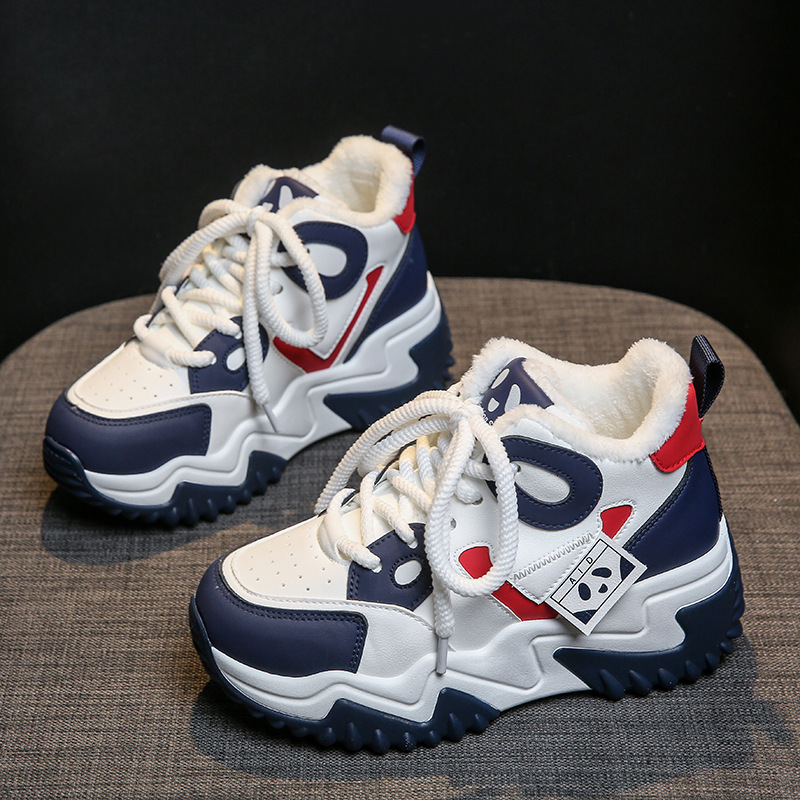 Ddmysports JC New Color Block Dad Autumn And Winter Velvet Eightening Women S Shoes Sports Warmth Trend Students OUTDOOR