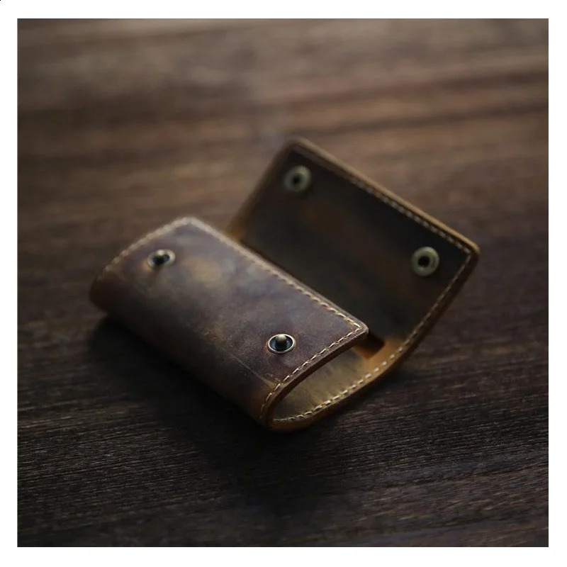 100% Genuine Leather Men Key Wallets Multifunctional Men Key Holder Car Key Pouch Retro Card Holder 240828