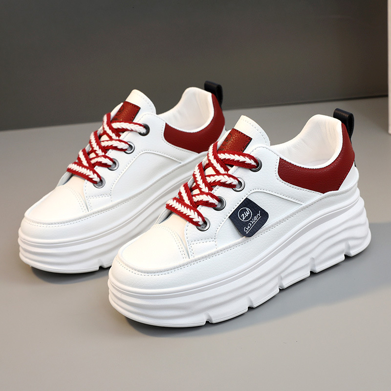 Ddmysports W New Breathable Autumn Color Blocking Thick Sole Inner Elevated Leather Casual Fashion Women S Board Shoes OUTDOOR