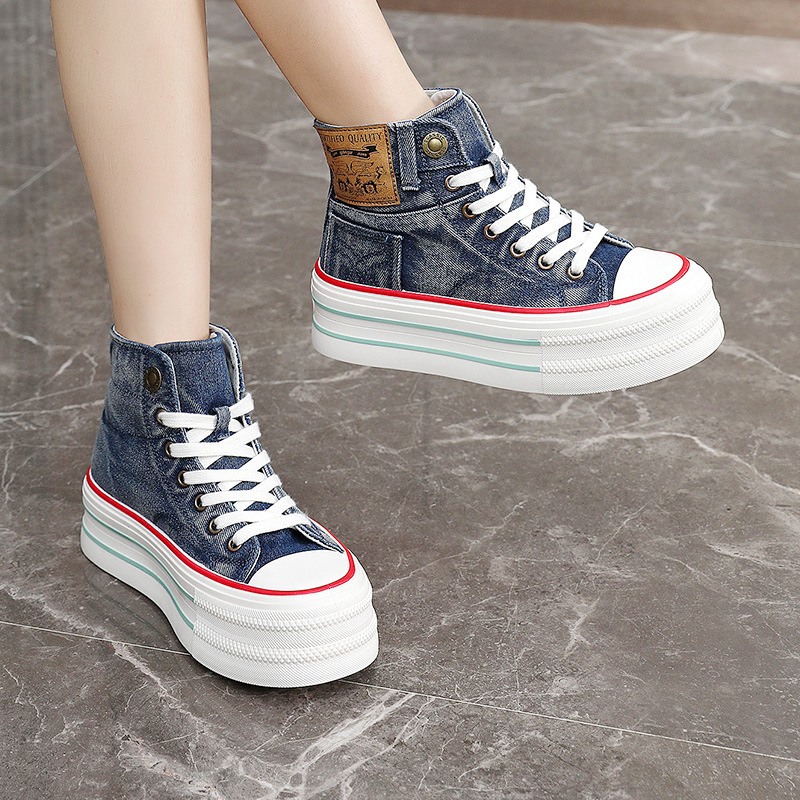 Ddmysports BR New Canvas For Women In Summer High Top Breathable Thick Sole Height Increasing Versatile Wear Resistant Classic Sports Shoes OUTDOOR
