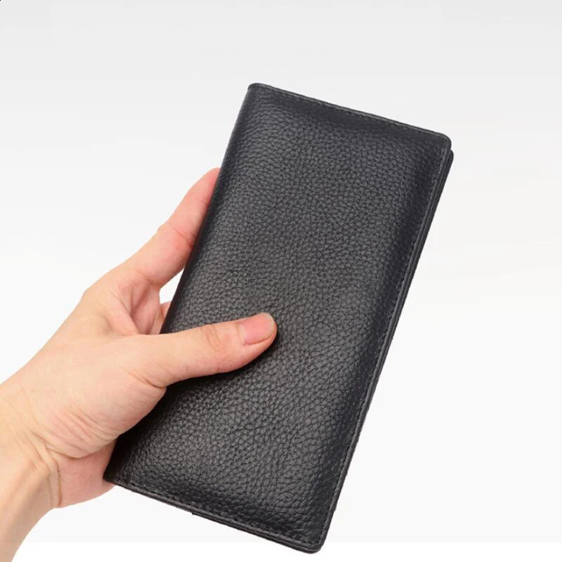 Mens Wallets Genuine Leather Men Purse Long Wallet Real Cowhide Mens Money Bag Phone Wallet Man Card Holder 240828