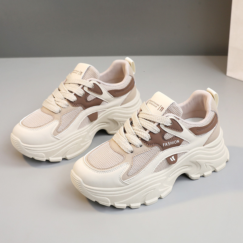 Ddmysports QRJ New Spring Summer Dad Korean Edition Trendy Women S Thick Sole Elevated Breathable Mesh Shoes OUTDOOR