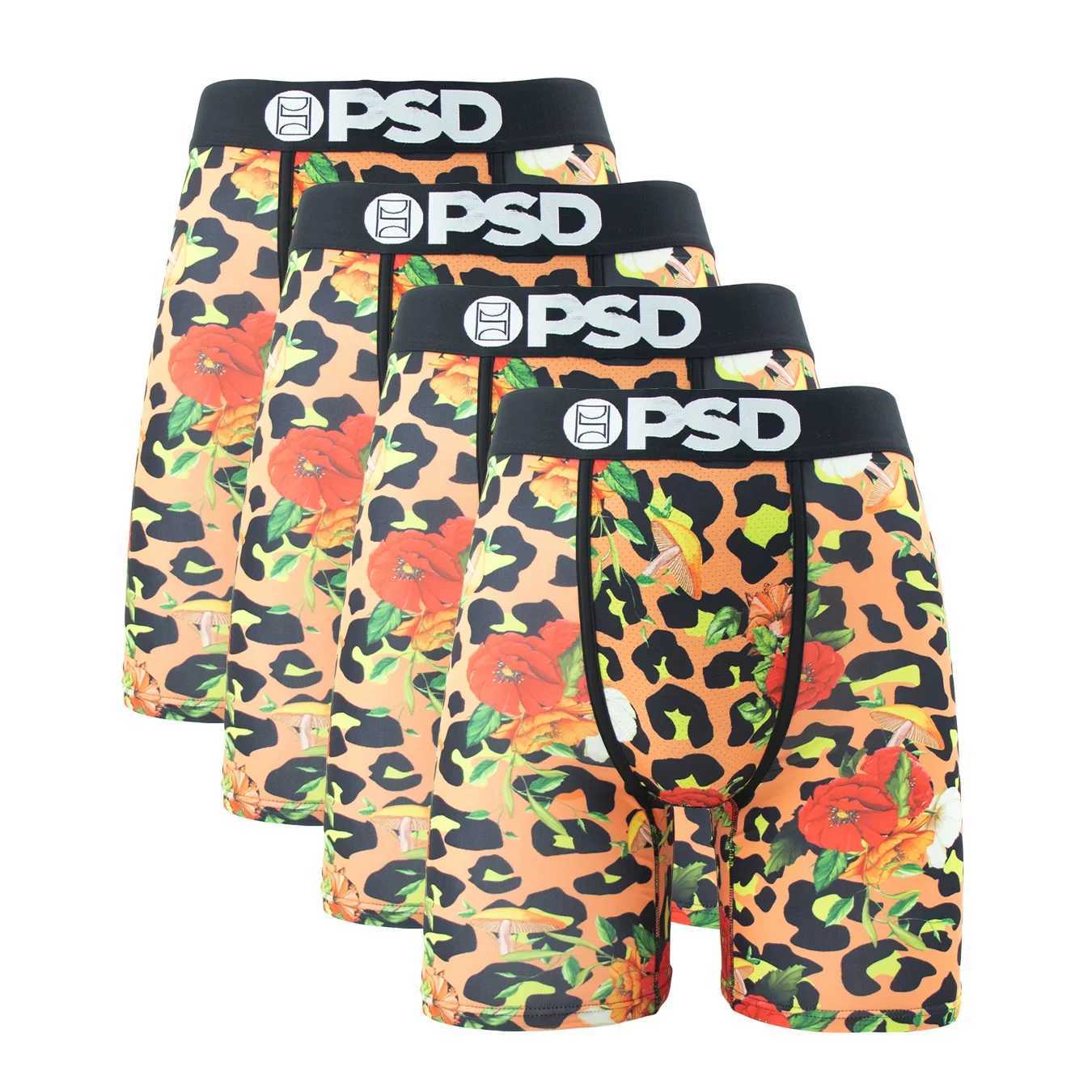 Underpants 4Pcs Sexy Men Underwear Boxers Fashion Print Underpants Male Panties Lingerie Breathable Printed Summer Man Boxer Briefs Trunks Y240828S62F