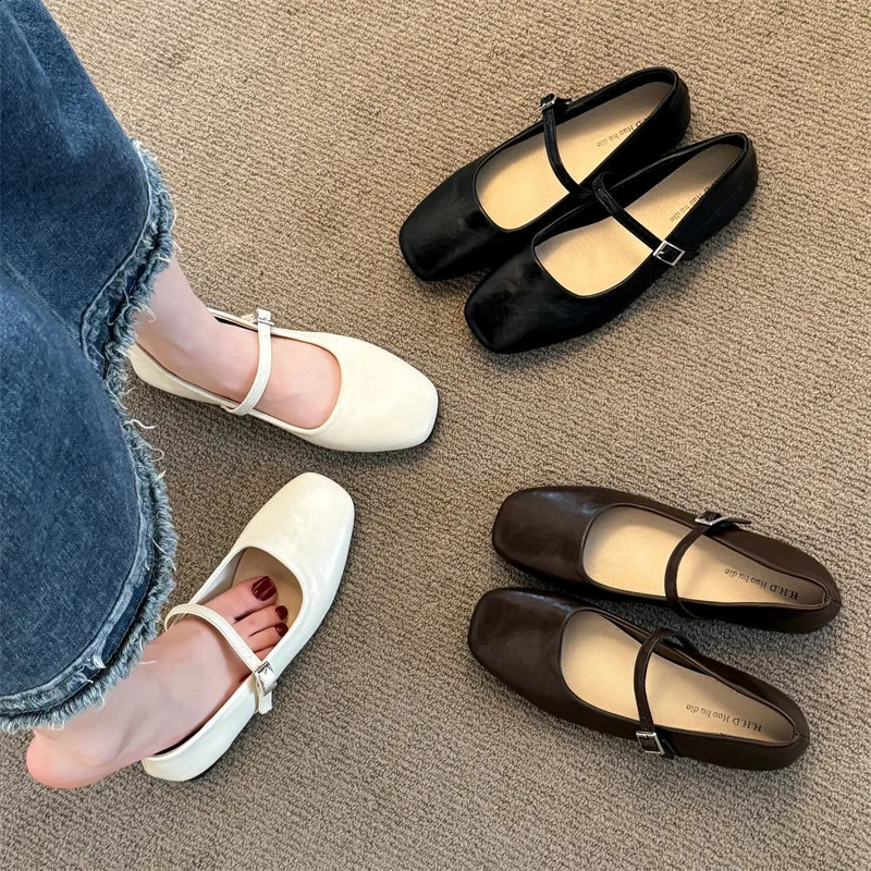 Shoes Woman Comfortable And Elegant Female Footwear Shallow Mouth Modis Retro Dress Grandma Flat Concise Retro Woman Sh 240826