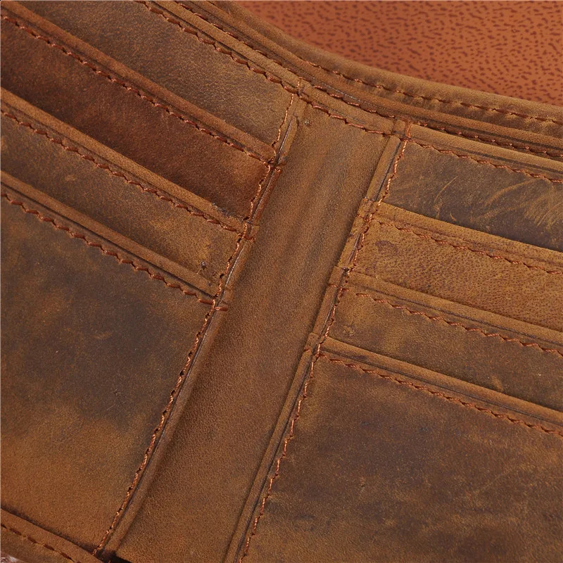 Genuine Leather Wallet for Men Bifold Mini Money Bags Short Purse Credit Card Holder Cash Coin Pocket Male Solid Standard Wallet 240828
