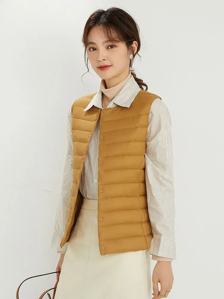 bon 90% matte fabric womens warm vest ultra light down vest womens double-sided waist coat womens warm sleeveless winter lining 240828