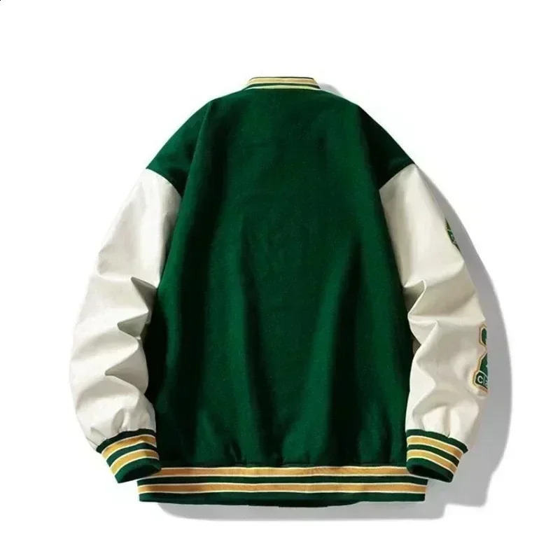 American trend stitching baseball uniform youth embroidery loose jacket mens letter striped collar windproof couple set w240827