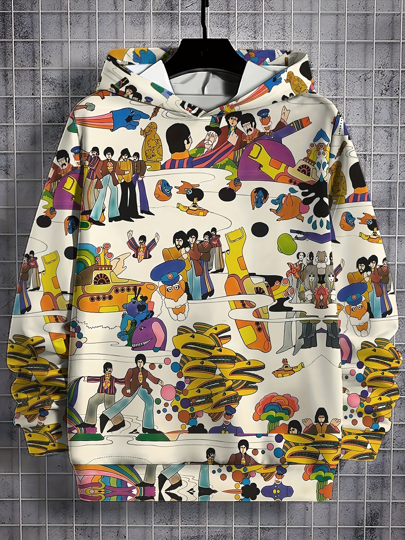 Men's Casual Pullover Hoodie With Random Graphic Print, 3D Embroidery, Soft Polyester Fabric, Perfect For Outdoor And Sports