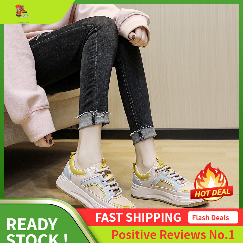 Ddmysports JF New Color Blocked Casual Spring And Summer Height Increasing Wear Resistant Versatile Board Shoes For Women S Sports OUTDOOR