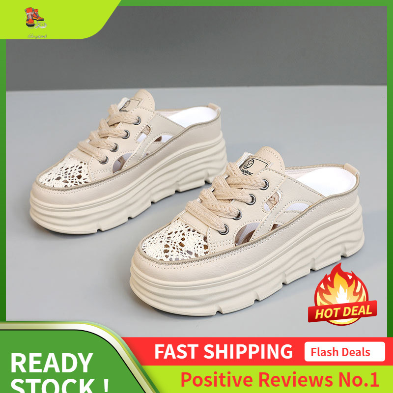 Ddmysports W New Alf Trawl Cloth Women S Spring And Summer Breathable Inner Eight Increase Casual Thick Soled Shoes Fashion Slippers OUTDOOR
