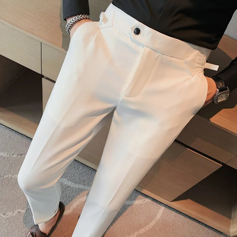 Autumn Winter Mens High Waist Casual Mens Business Mens Naples Dress Pants Street Clothing Fashion Slimming Set Pants 29-36 240828