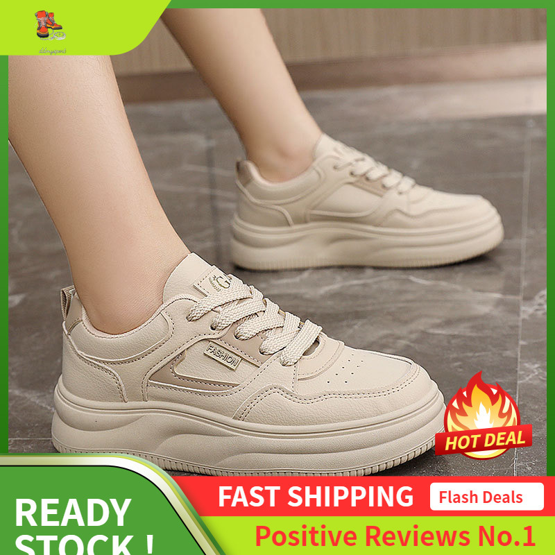 Ddmysports S New White Spring And Summer Women S Breathable Thick Sole Height Increasing Board Shoes Casual Sports Wear Resistant Trend OUTDOOR