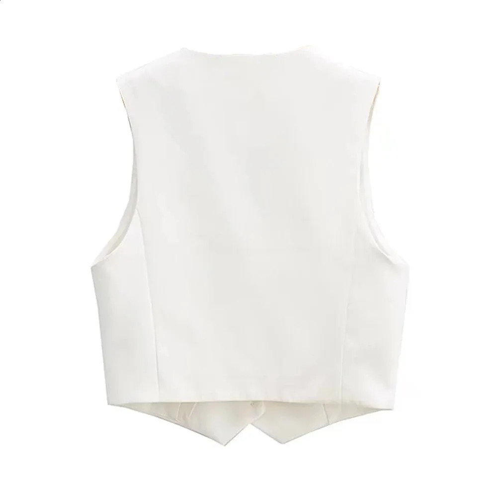 Cropped Womens Tank Top Fashion Front Button Waist Coat Retro V-neck Sleeveless Womens Unique Top 240828