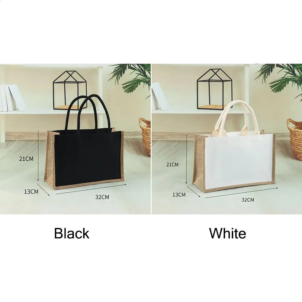 Black White Blank Sack Reusable DIY Hand Drawn Storage Bags Shopping Bag Large Capacity Travel Grocery Pouch 240828