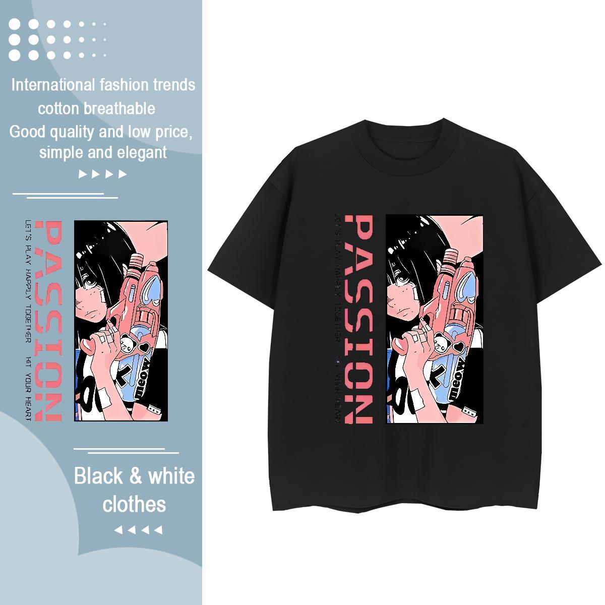 Unisex Women Tees 230g Cotton cartoon Sport T Shirt For Woman Breathable Crew Neck Oversized Tee Shirt