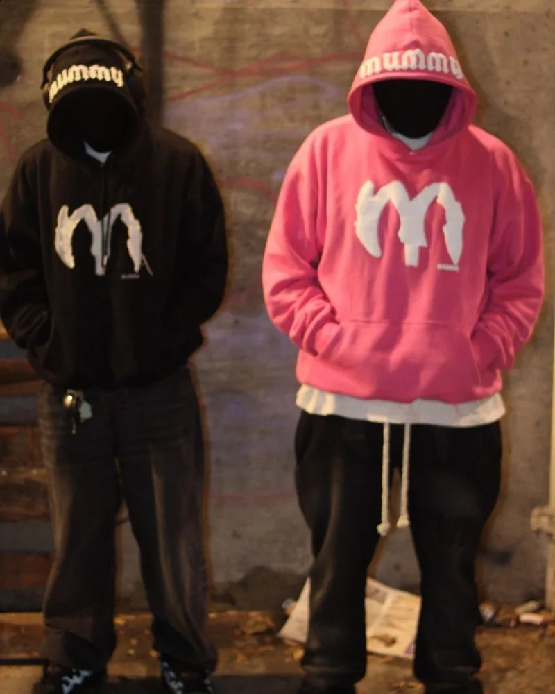 Y2k Street Fashion Loose Hoodie Retro Letter Embroidery Over Pulling Mens Hip Hop Rock Sportswear Womens 240827
