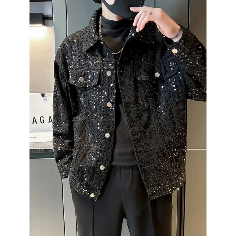 High-end Feeg Denim For Men Women Casual Trendy Loose Fit Thin Jacket Bright Sequins Fashionable Streetwear 240827