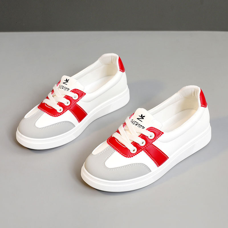 Ddmysports YQ New Casual Women S White Summer Color Blocked Board Shoes Thin Sole High Leather Surface Versatile Wear Resistant And Fashionable OUTDOO