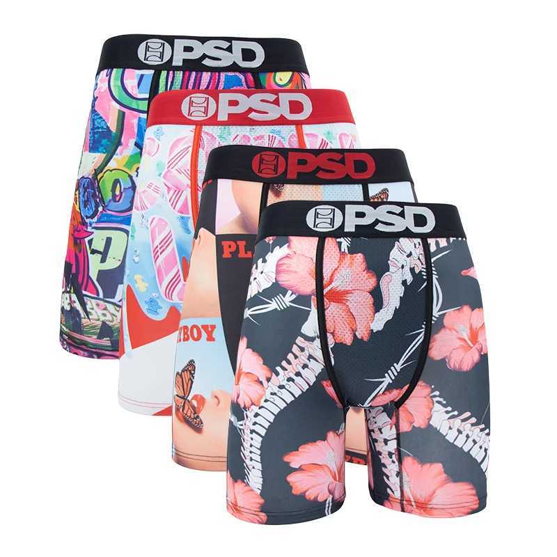 Underpants 4Pcs Fashion Print Men Underwear Boxer Cueca Male Panty Lingerie Men Underpants Panty Boxershorts Sexy S-XXL Popular Trunks Y2408283SGT