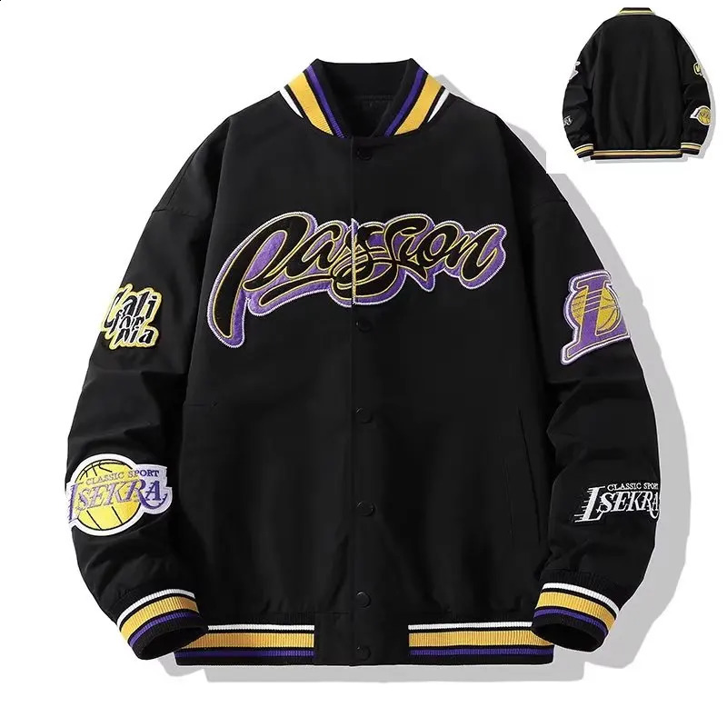 Hip Hop Jacket Mens AutumnWinter Street Clothing Baseball Uniform Retro Couple Casual Fashion Top 240827