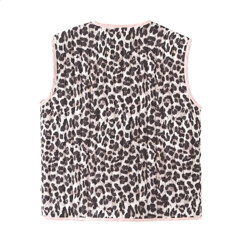 KEYANKETIAN womens leopard print sleeveless padded vest retro style bow lace V-neck thin short vest 240828