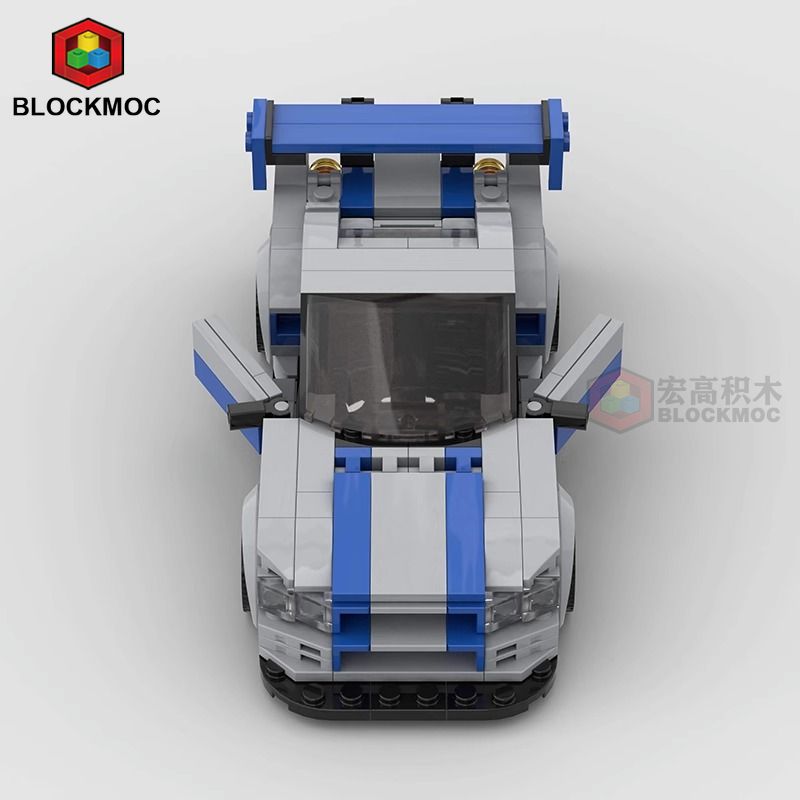 MOC Brick GTR R34 Racing Sports Car Vehicle Speed Racer Building Blocks Technology Cars Garage Toy For Boys Gift