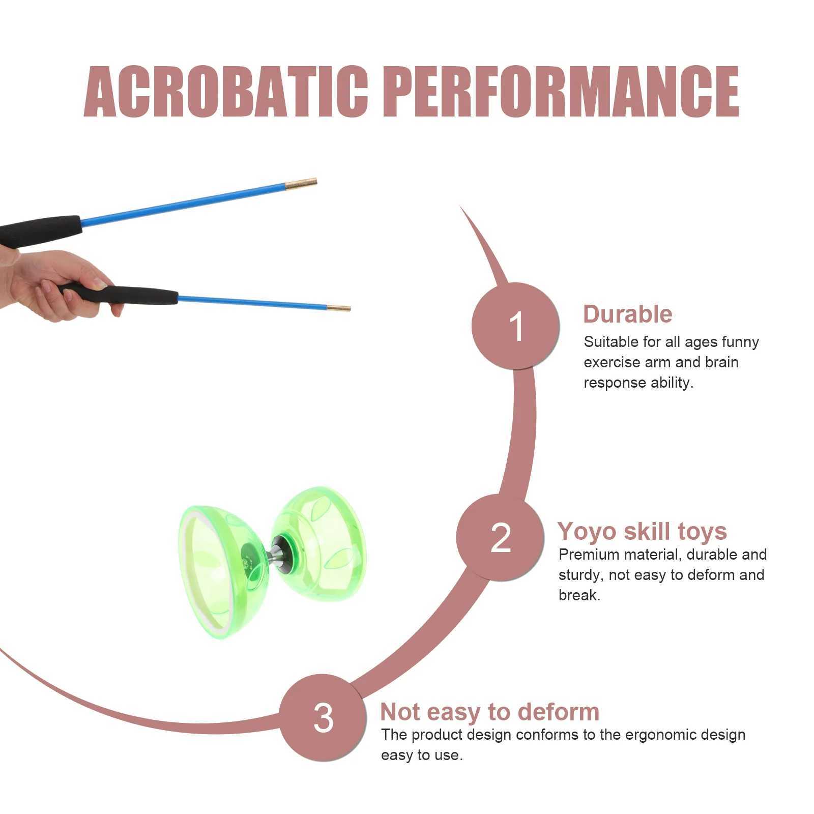 Juggling Diabolo Acrobatics Show Prop Set Childrens Toys Double ended yo Soft Rubber Plastic Classic Fitness Children W240827