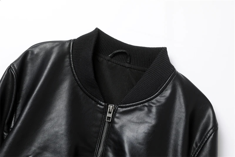 RARF Womens Pure Black Retro Leather Bomber Jacket Womens Top 240827
