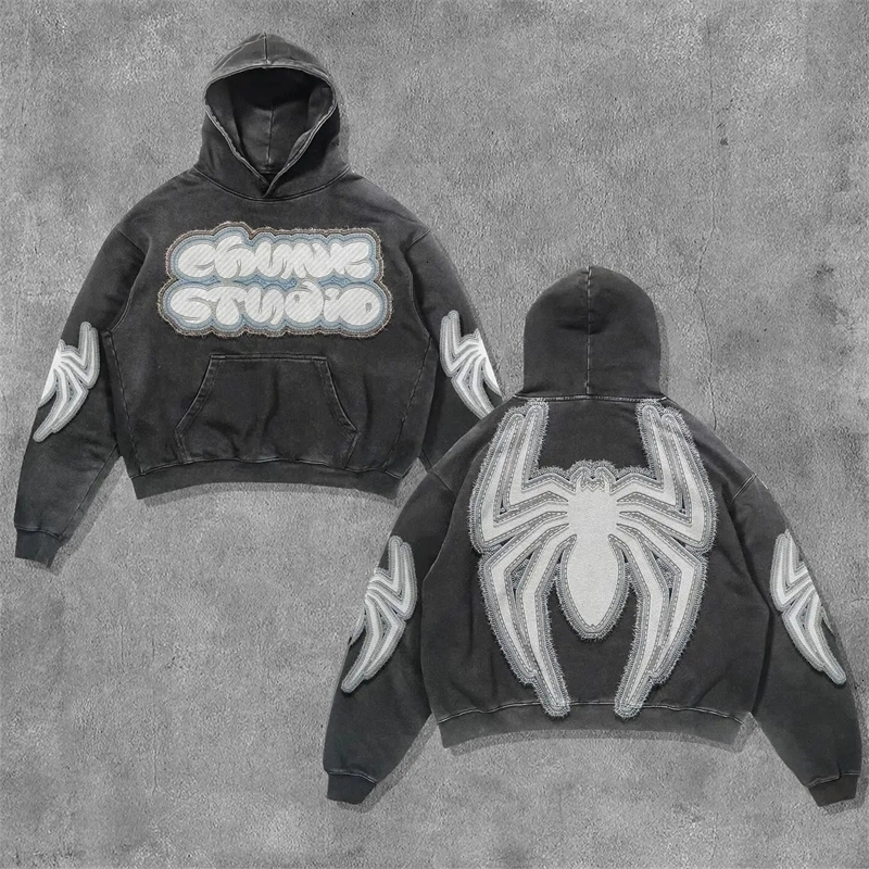 Harajuku skull print hoodie 2000s american streetwear oversized y2k top casual hoodies sweatshirt vintage tracksuit men clothing 240827