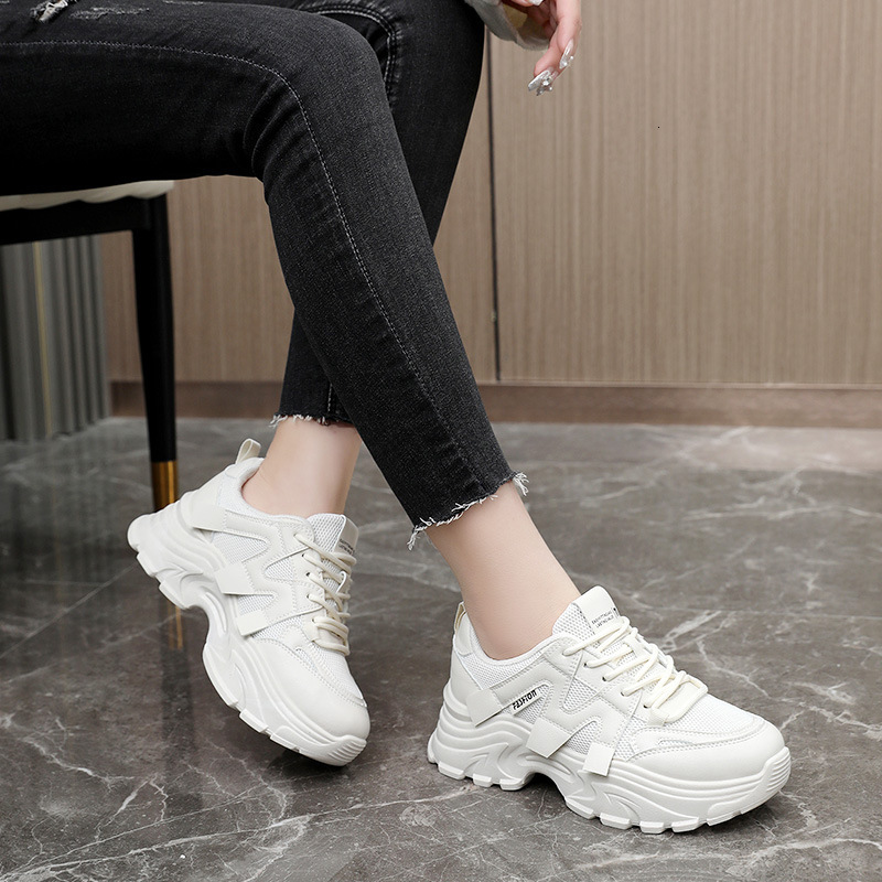 Ddmysports QRJ New Spring Summer Breathable Mesh Dad Increase Eight Thick Sole Sports Comfortable Student Women S Shoes OUTDOOR
