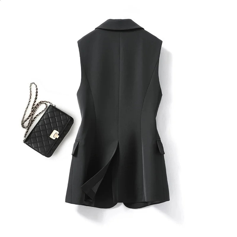 Womens collar vest jacket fully matched single chest sleeveless classic solid color fashionable retro office womens jacket 240828