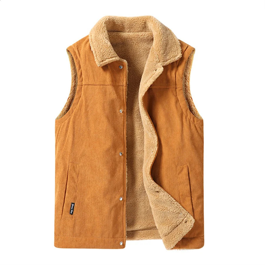 Mens wool warm vest winter jacket thick cashmere mens windproof casual sleeveless 6XL 240827