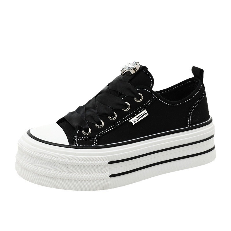 Ddmysports BR New White For Women In Summer Breathable S Board Thick Soled Canvas Shoes Height Increasing Casual OUTDOOR