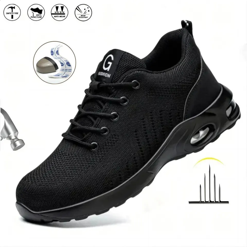 Air Cushion Work Safety Shoes For Men Women Breathable Work Sneakers Steel Toe Shoes Anti-puncture Safety Protective Shoe 240821