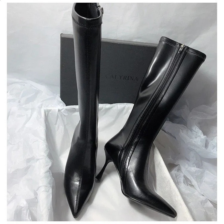 2024 Thin High Heel Womens Boots Pointed Toe Womens High Boots Thin Boots Long Boots Zipper Unprinted D216 240827