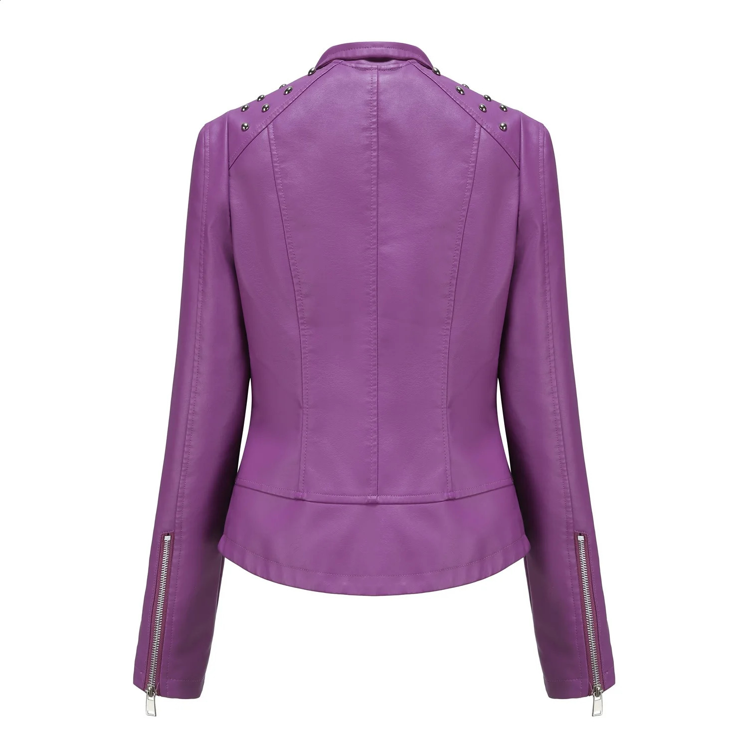 Fashion leather jacket womens faux fur coat long sleeved retro streetwear winter womens clothing black purple body print good product 240827