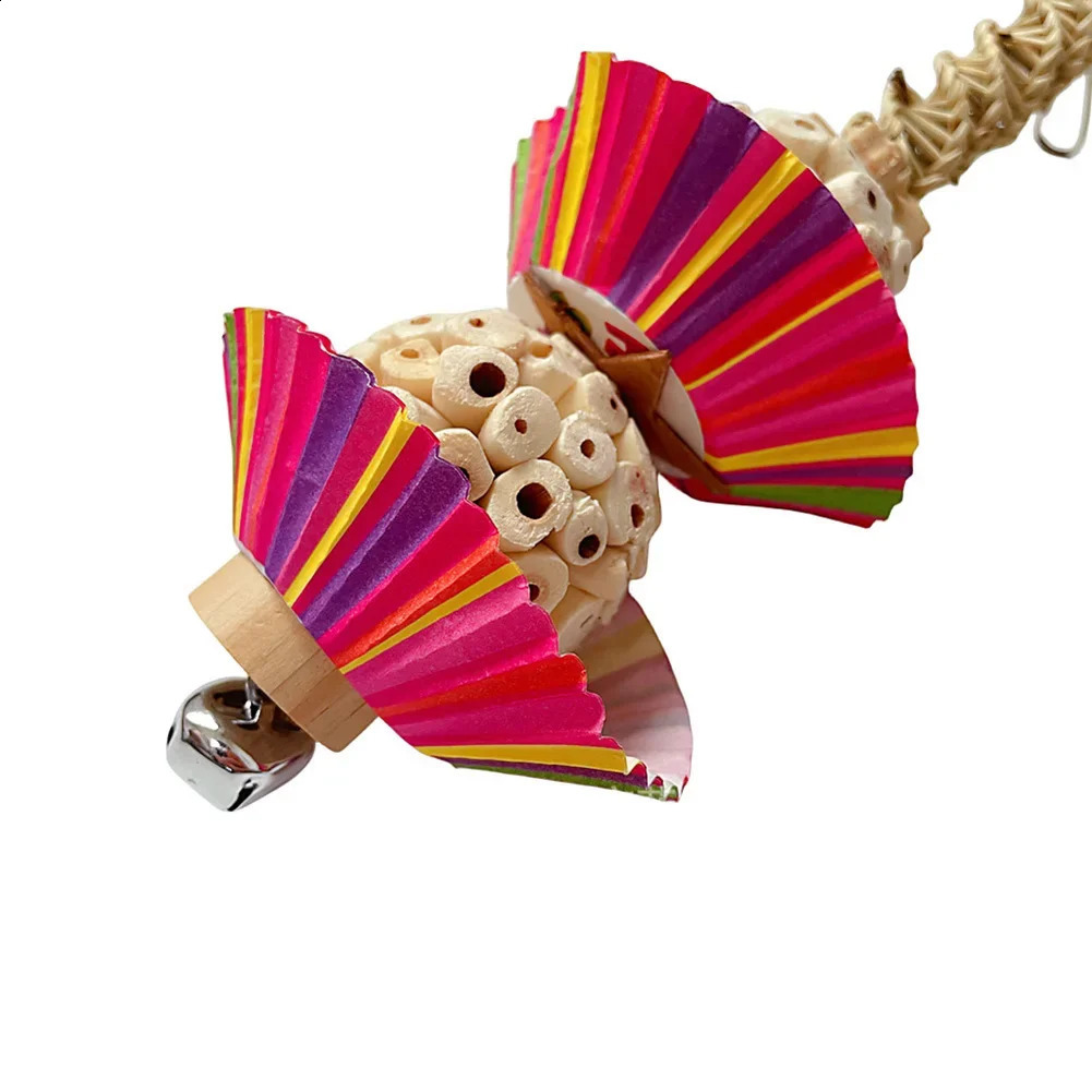 Parrots Supplies Bird Toys With Bell Natural Wooden Blocks Teething Chew Gift Toy Parrot For Parakeets Cockatiels 240827