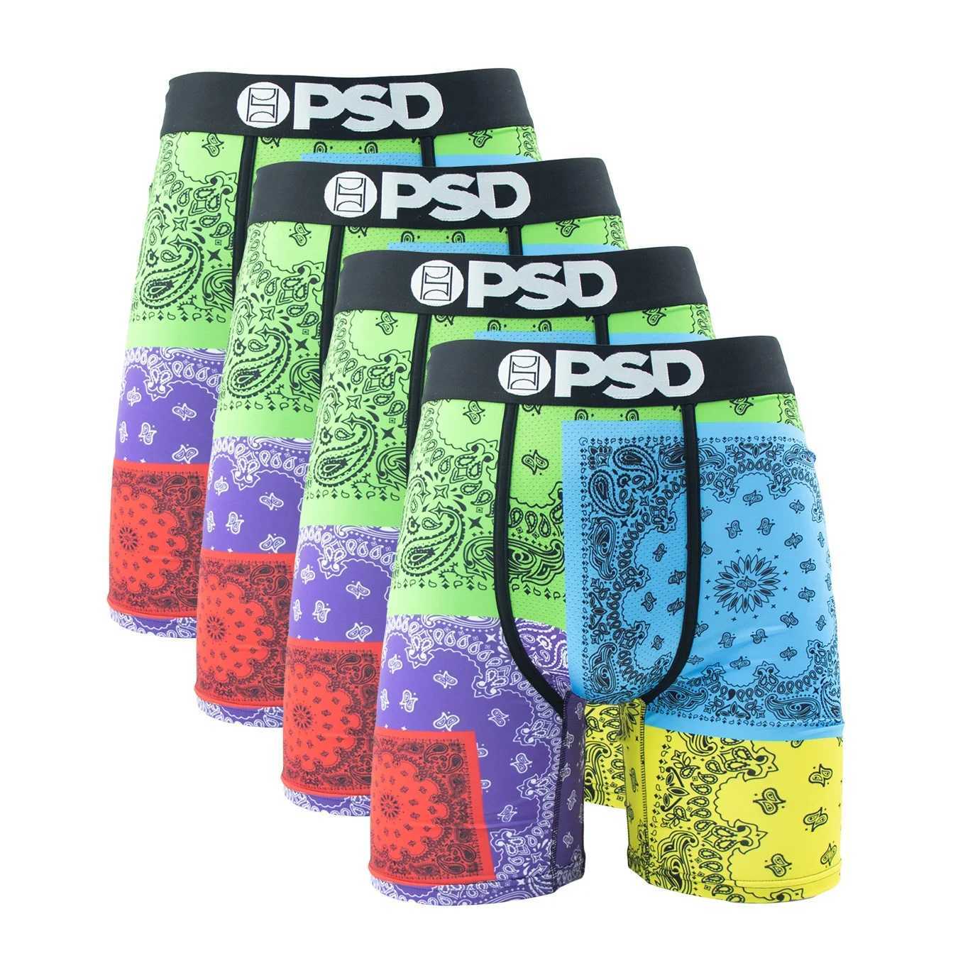 Underpants 4Pcs Sexy Men Underwear Boxers Fashion Print Underpants Male Panties Lingerie Breathable Printed Summer Man Boxer Briefs Trunks Y240828S62F