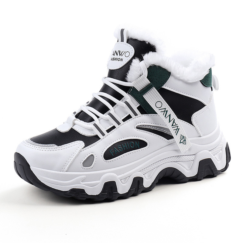 Ddmysports Little White Women S New Black Versatile Leather Panel Autumn And Winter Velvet Flat Igh Top Sports Shoes OUTDOOR