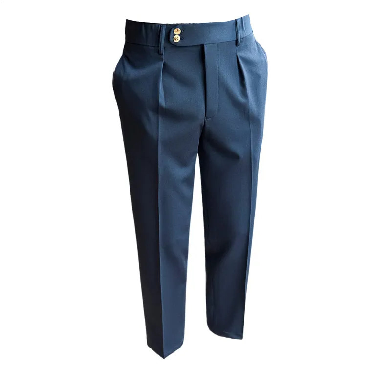 Naples Fashion Elastic Waist n Casual Mens Trouser High Quality Mens Trouser White Summer Mens Dress Pants Ankle Length 240828