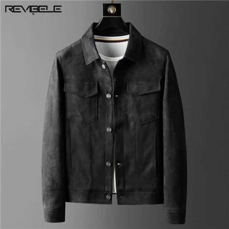 Men's Jackets Suede leather mens jacket SprNew business casual retro goods short jacket retro slim fit autumn UK wear-resistant jacket J240824