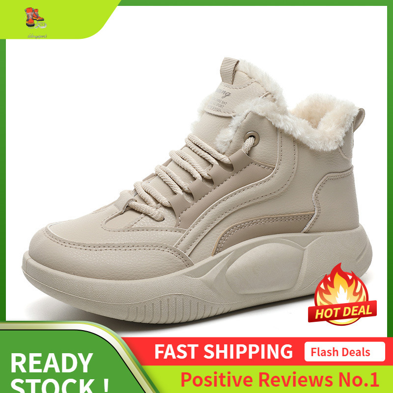 Ddmysports Q Winter New Instagram Korean Igh Top Plush Casual Female Students Increase Eight And Keep Warm Cotton Shoes Sports OUTDOOR