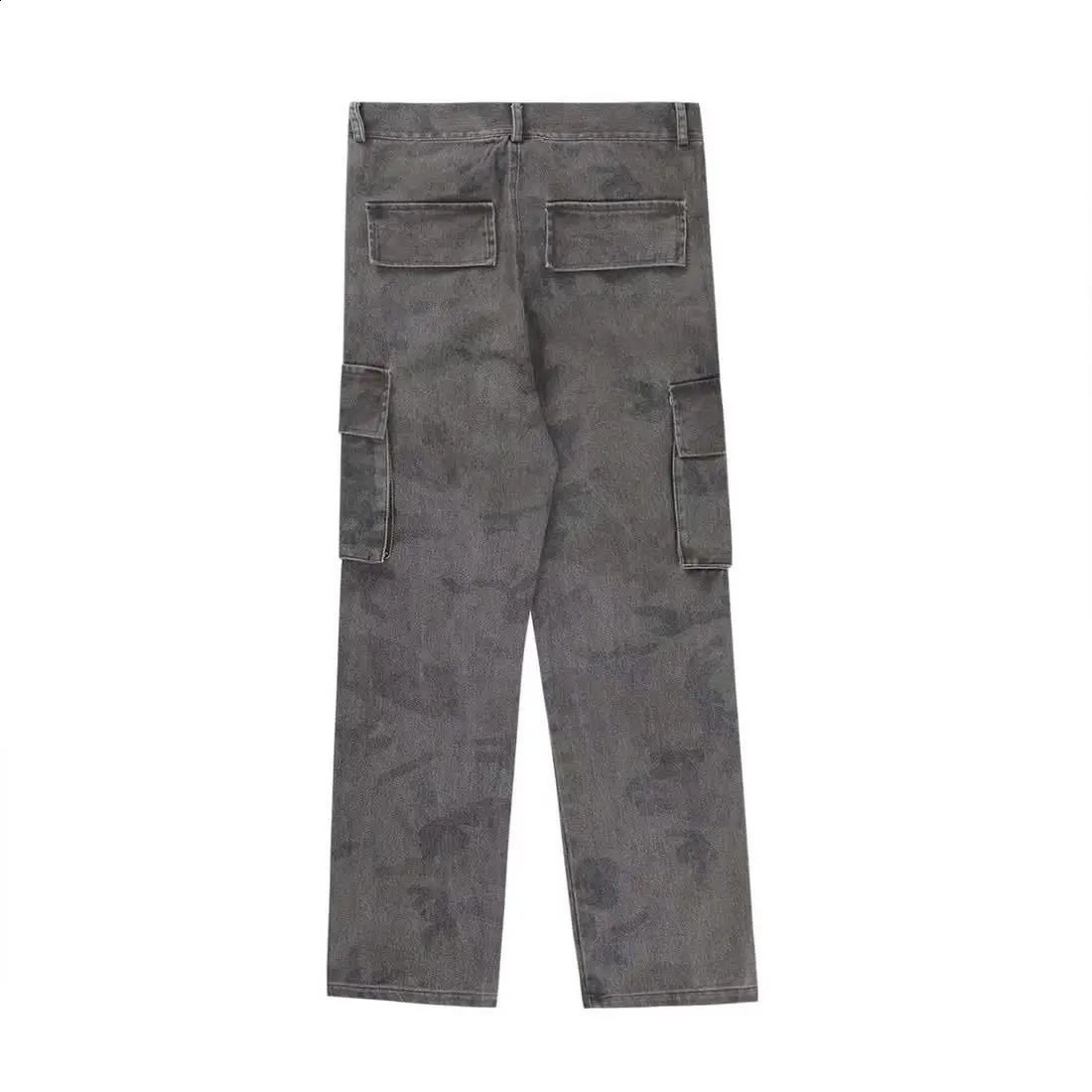 American Camouflage Multi Pocket Work Jeans Mens Trendy Automatic Loose Fashion Retro Straight Through Trendy High Street Pants 240829