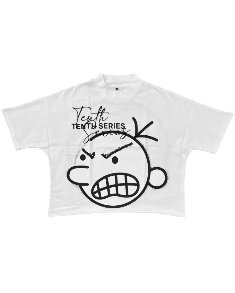 Cartoon Kid Graphic Print Short Sleeve TShirt Y2K Streetwear Harajuku Hip Hop Tenth Series Black No Tags 240829