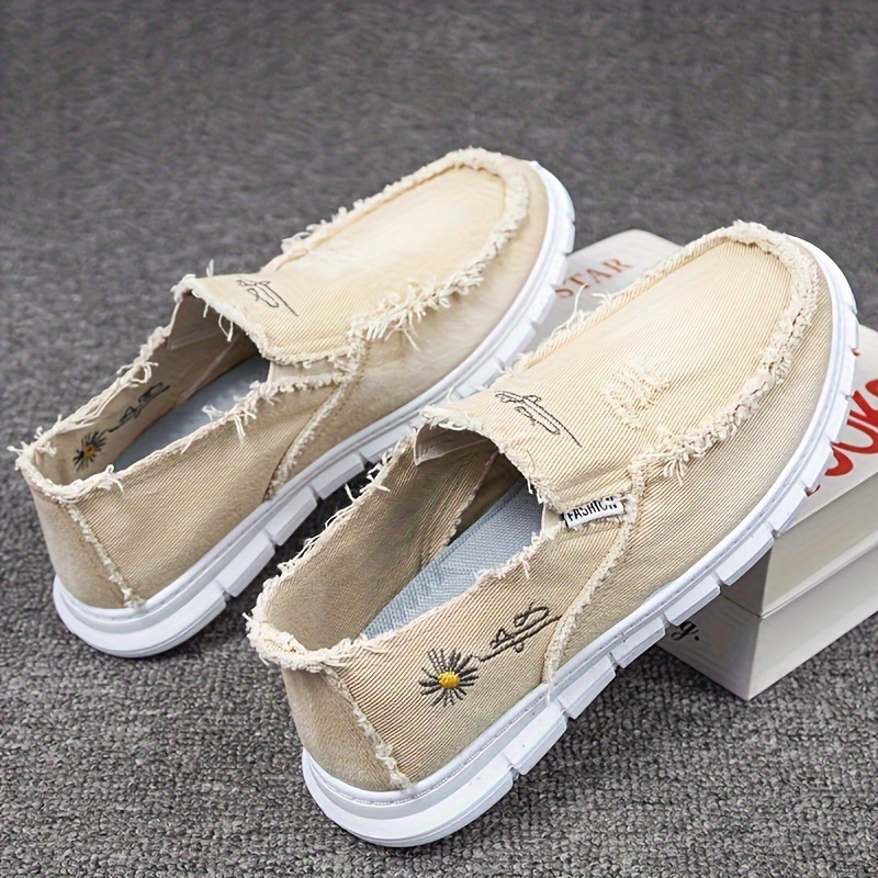 Men's Trendy Slip On Loafer Shoes Non Slip Canvas Low Top For Outdoor Walking Hiking Jogging All Seasons Vacation