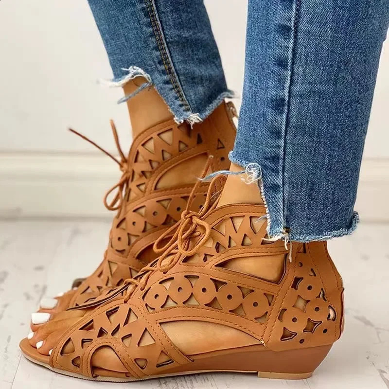 2024 Summer Womens Shoes Gladiator Boots Casual Sandals Wedge High Heels Comfortable Womens Shoes R 240827