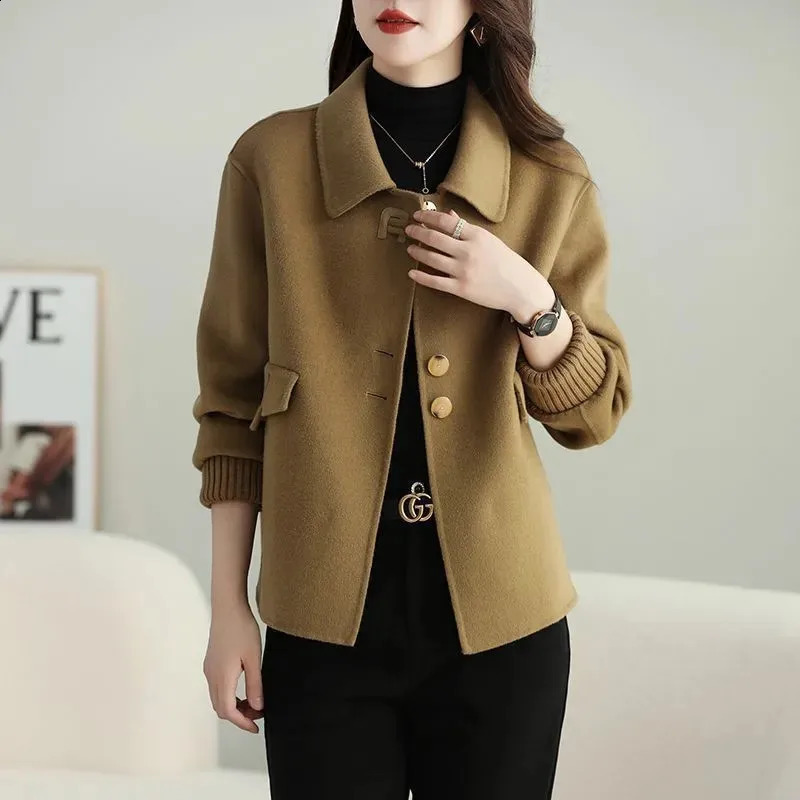 Short fashion n manual double-sided velvet wool jacket for women womens wool jacket for spring and autumn 240828