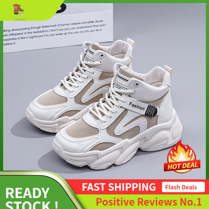 Ddmysports GA Igh Top Little White For Women New Autumn Board Shoes Increase Eight Thick Sole Versatile Tall And Loose OUTDOOR