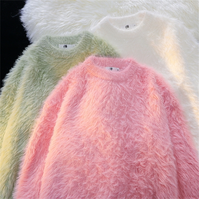 2024 Men Autumn Winter Oversize Solid Color Knitted Jumpers Male O-neck Sweater Tops Men Long Sleeve Warm Pullovers I594 240828